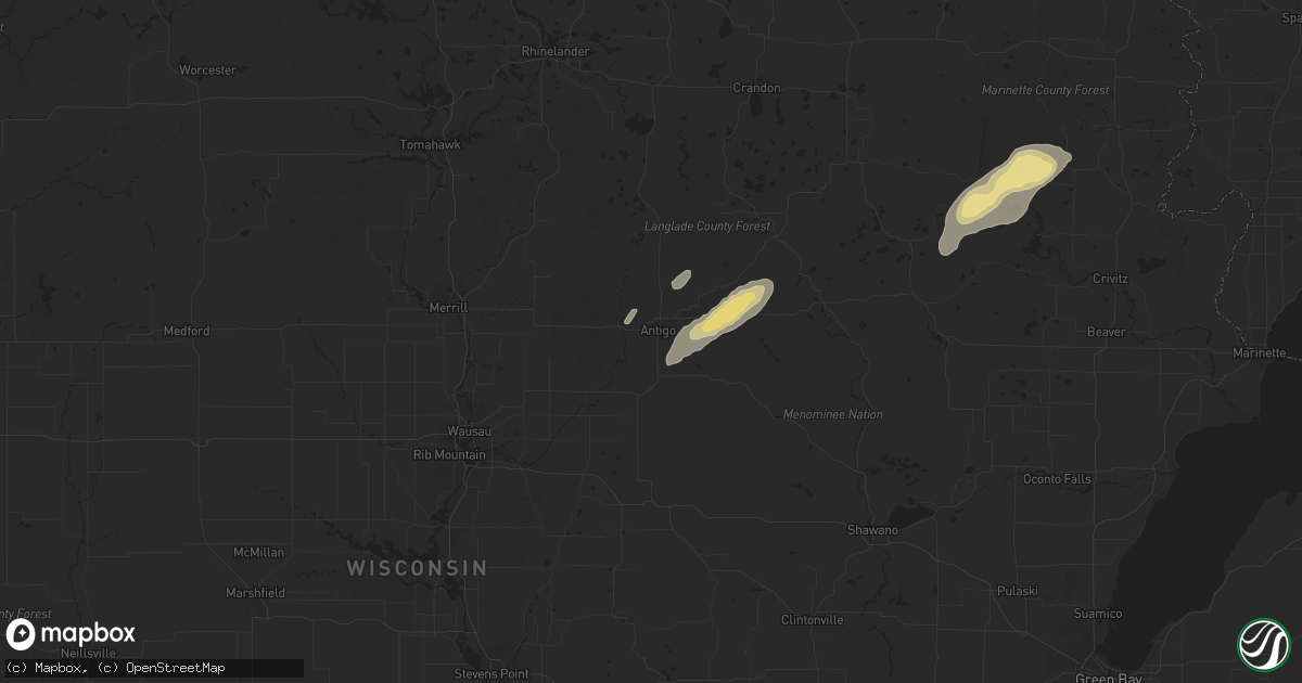 Hail map in Antigo, WI on August 29, 2014