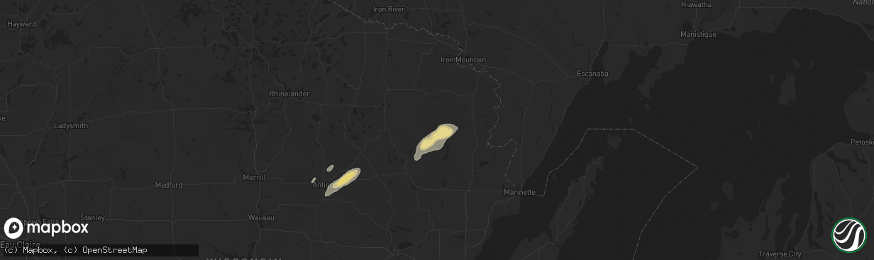 Hail map in Athelstane, WI on August 29, 2014