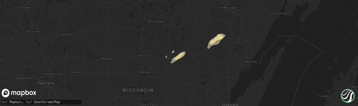 Hail map in Bryant, WI on August 29, 2014