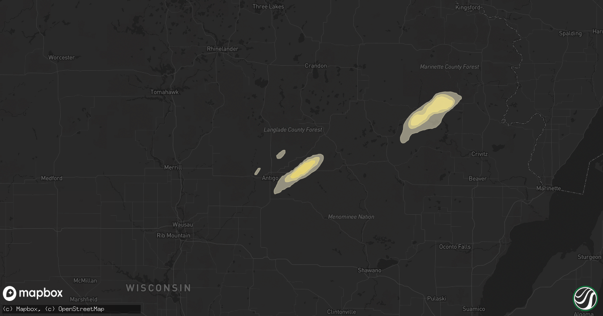 Hail map in Bryant, WI on August 29, 2014