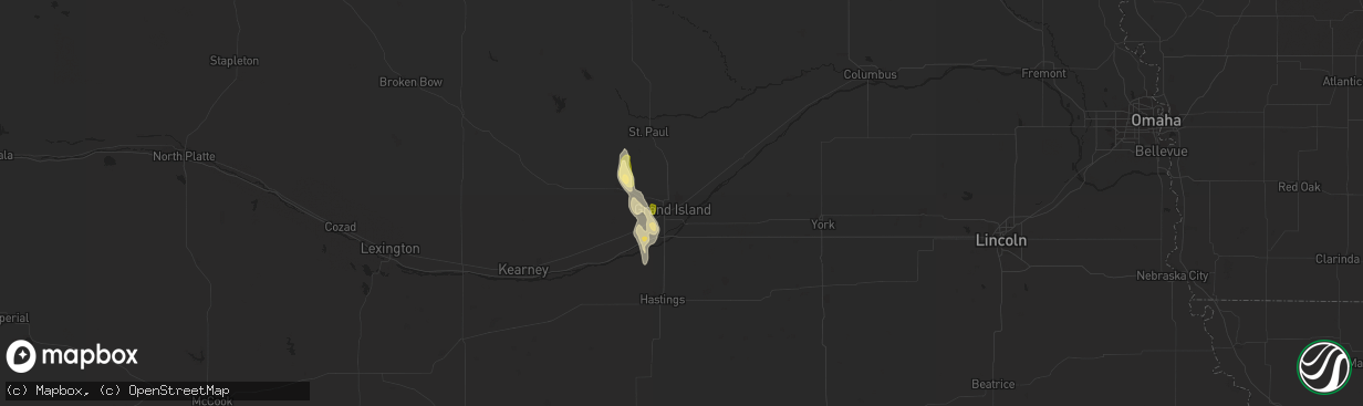 Hail map in Grand Island, NE on August 29, 2014