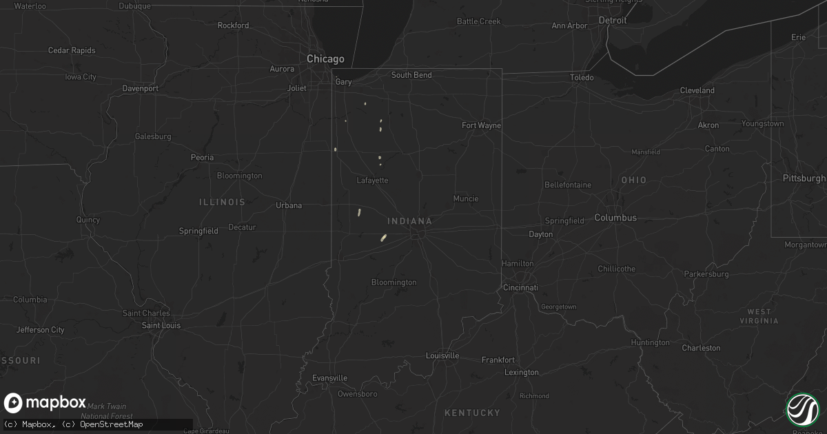 Hail map in Indiana on August 29, 2014