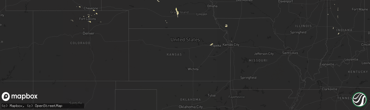 Hail map in Kansas on August 29, 2014