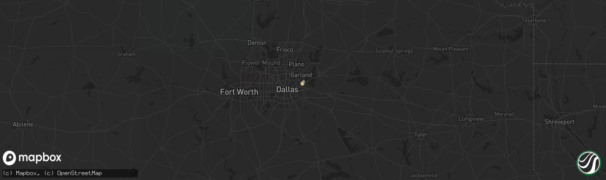 Hail map in Mesquite, TX on August 29, 2014