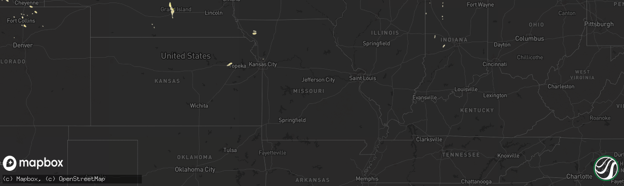 Hail map in Missouri on August 29, 2014