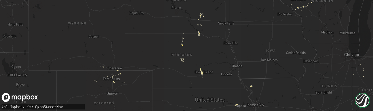 Hail map in Nebraska on August 29, 2014