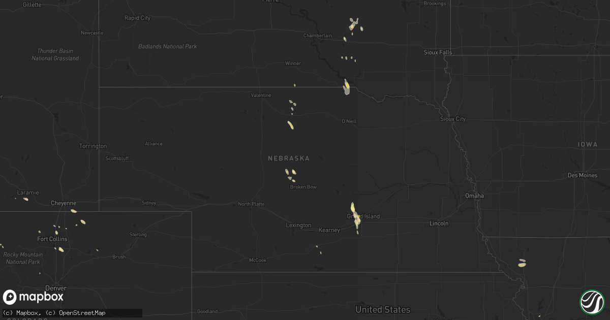 Hail map in Nebraska on August 29, 2014