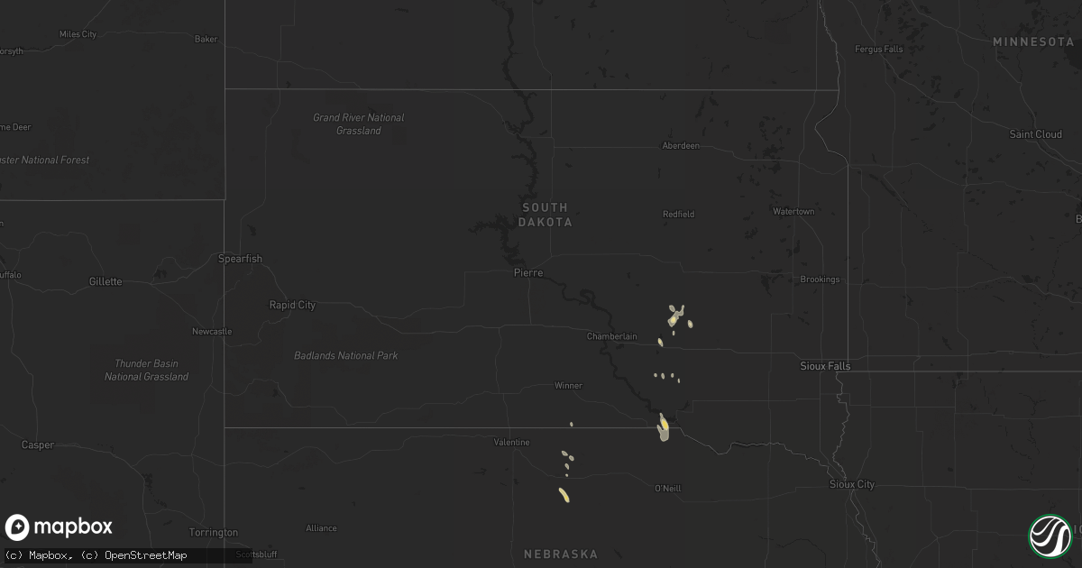 Hail map in South Dakota on August 29, 2014