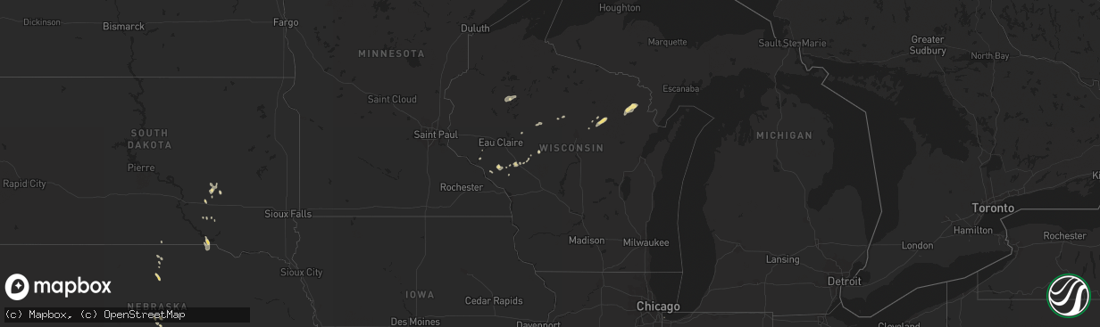 Hail map in Wisconsin on August 29, 2014