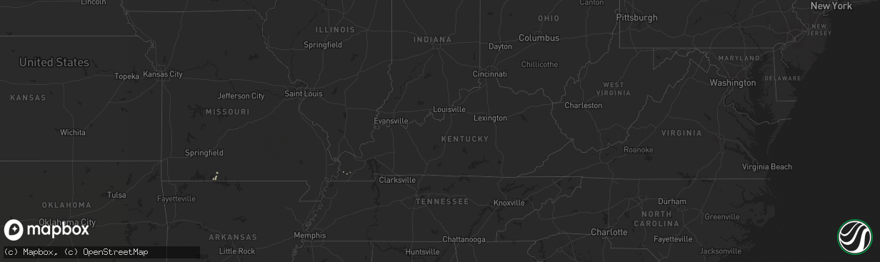 Hail map in Kentucky on August 29, 2015