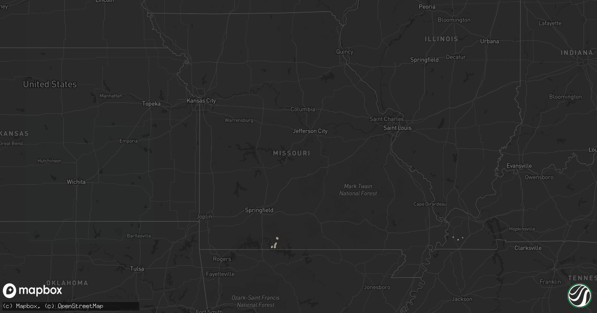 Hail map in Missouri on August 29, 2015