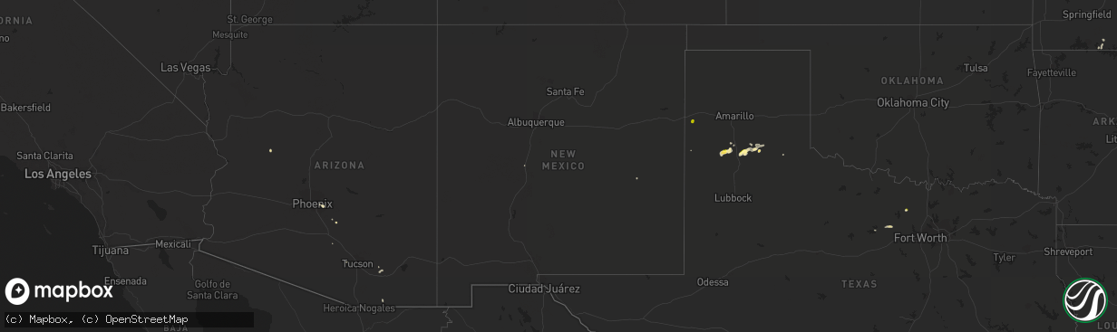 Hail map in New Mexico on August 29, 2015
