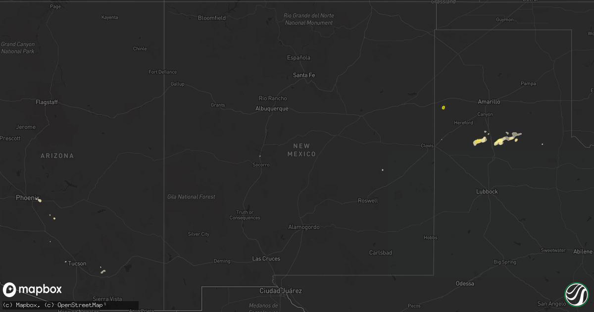 Hail map in New Mexico on August 29, 2015