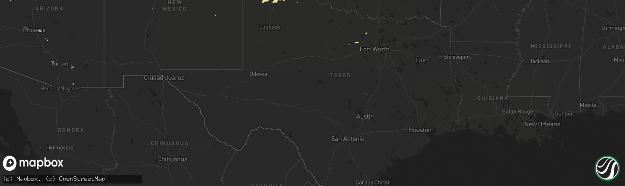 Hail map in Texas on August 29, 2015