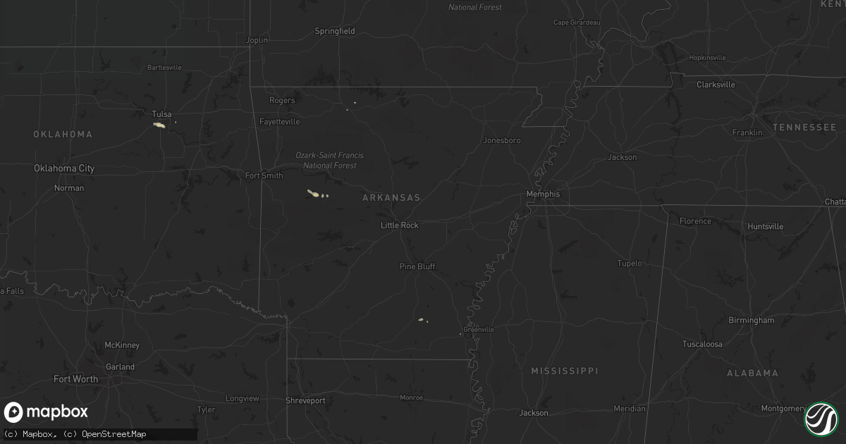 Hail map in Arkansas on August 29, 2016