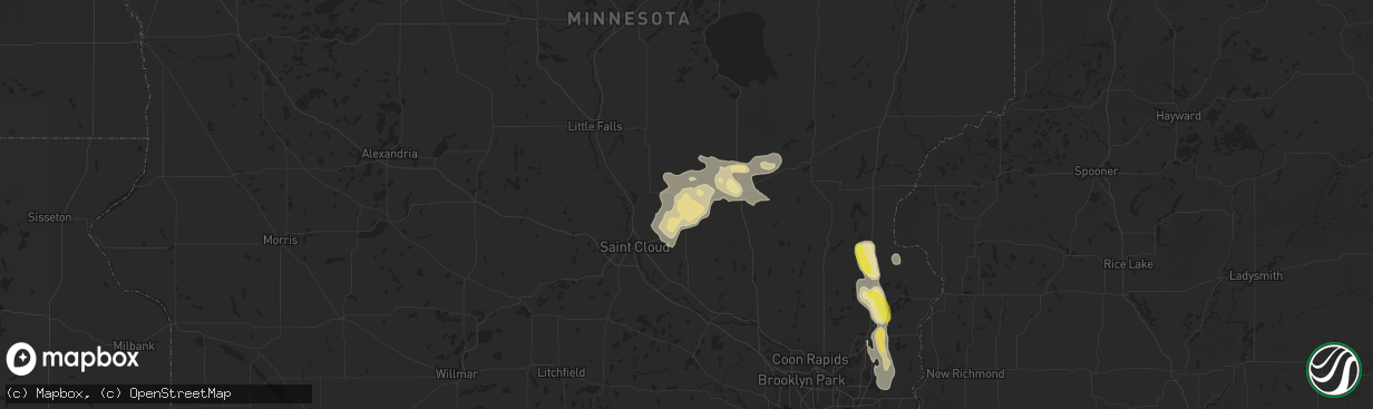 Hail map in Foley, MN on August 29, 2016