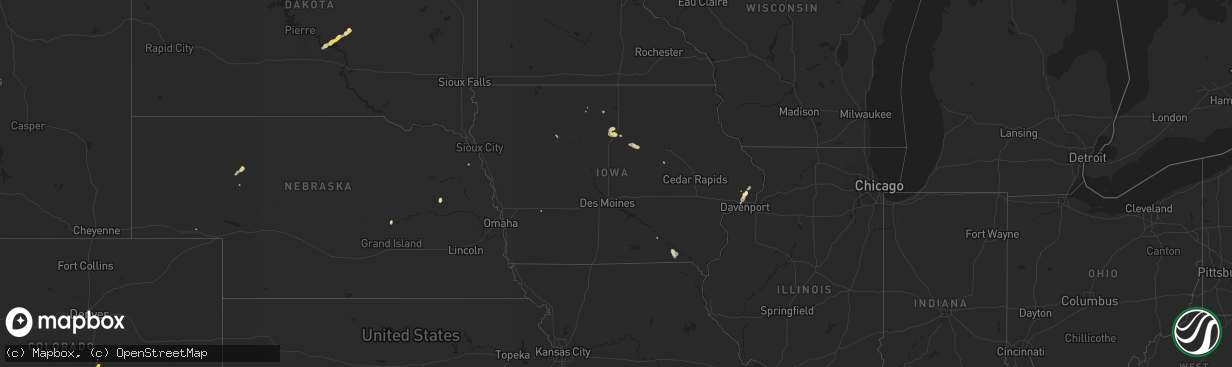 Hail map in Iowa on August 29, 2016