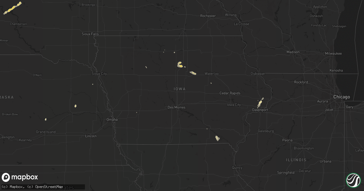 Hail map in Iowa on August 29, 2016