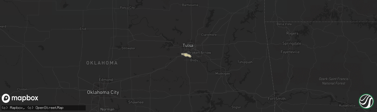 Hail map in Jenks, OK on August 29, 2016