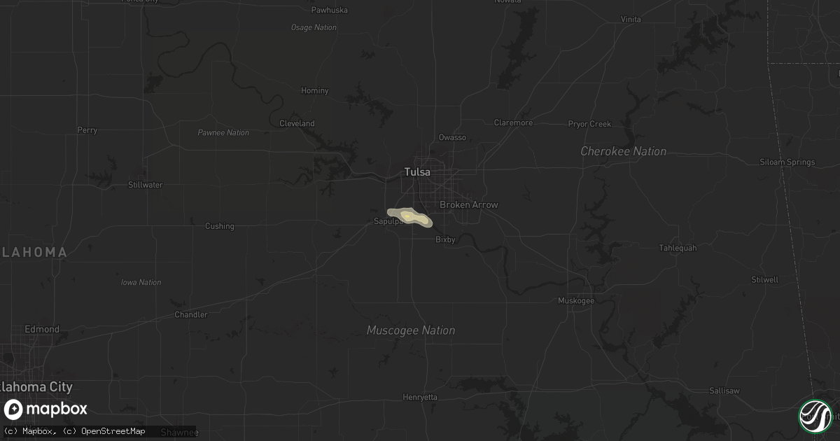 Hail map in Jenks, OK on August 29, 2016