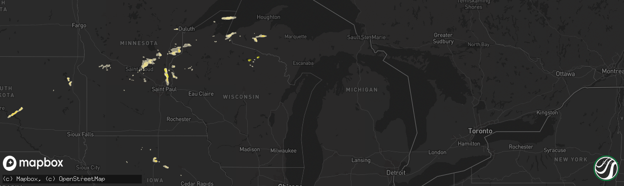 Hail map in Michigan on August 29, 2016