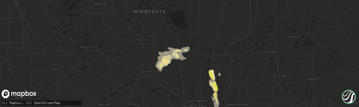 Hail map in Milaca, MN on August 29, 2016