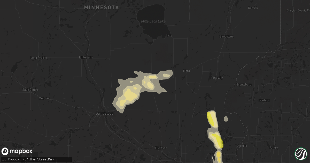 Hail map in Milaca, MN on August 29, 2016