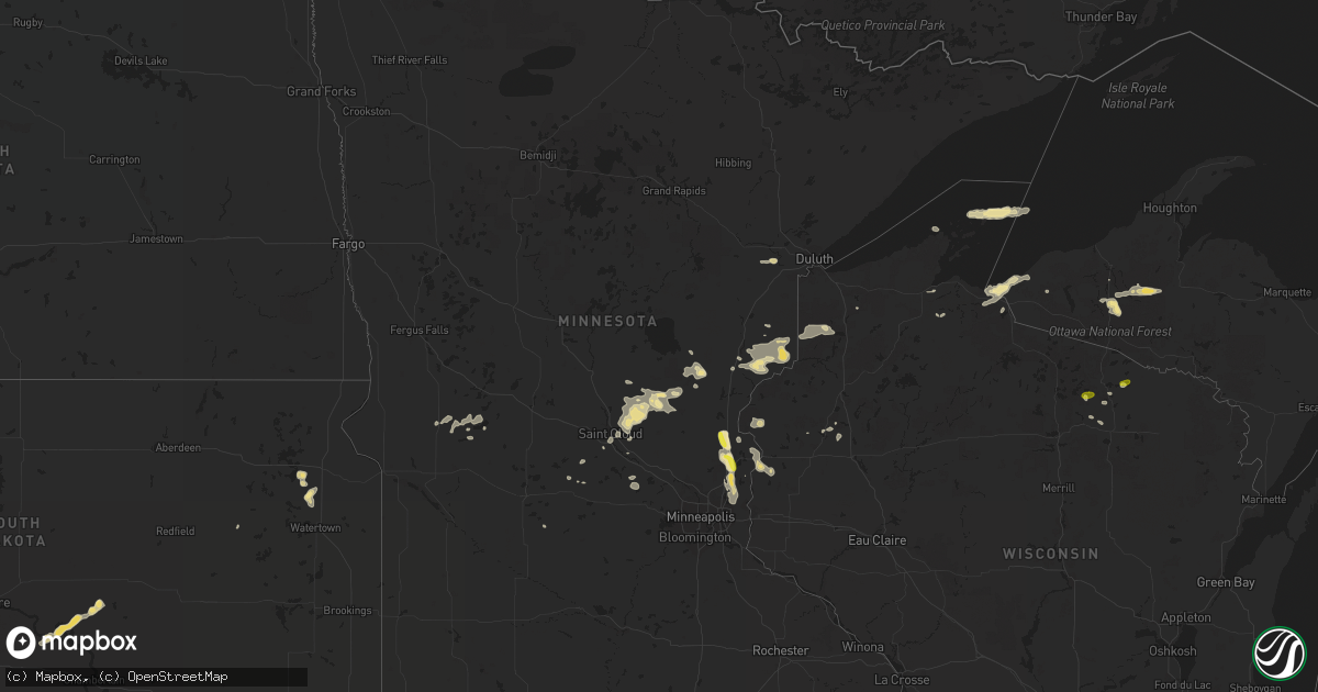 Hail map in Minnesota on August 29, 2016