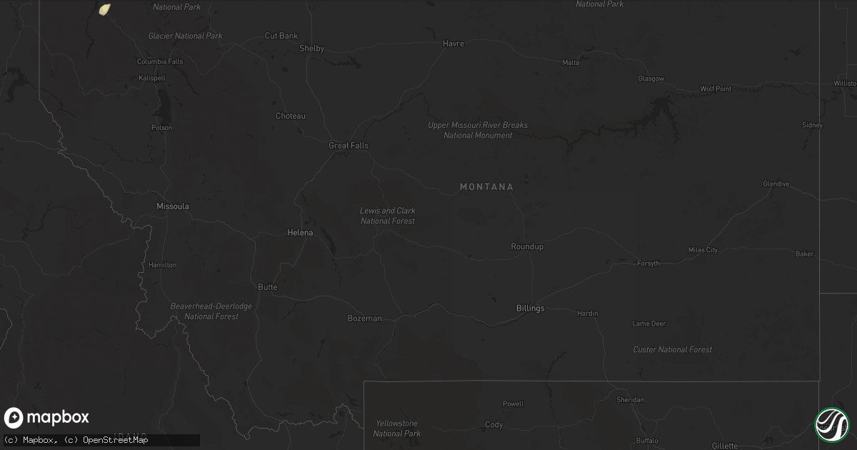 Hail map in Montana on August 29, 2016