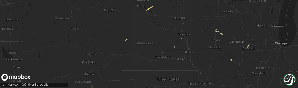 Hail map in Nebraska on August 29, 2016