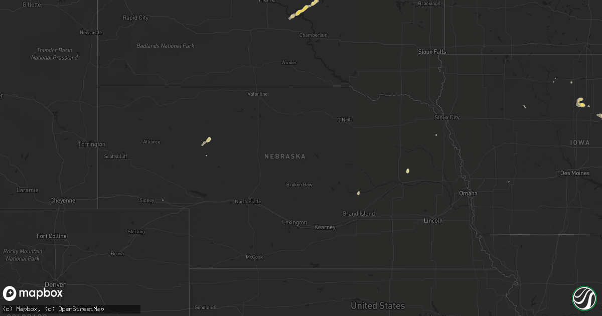 Hail map in Nebraska on August 29, 2016