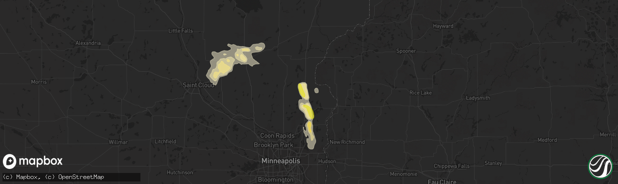 Hail map in North Branch, MN on August 29, 2016