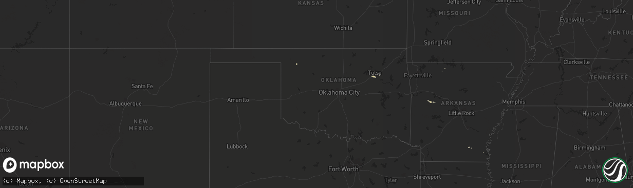 Hail map in Oklahoma on August 29, 2016