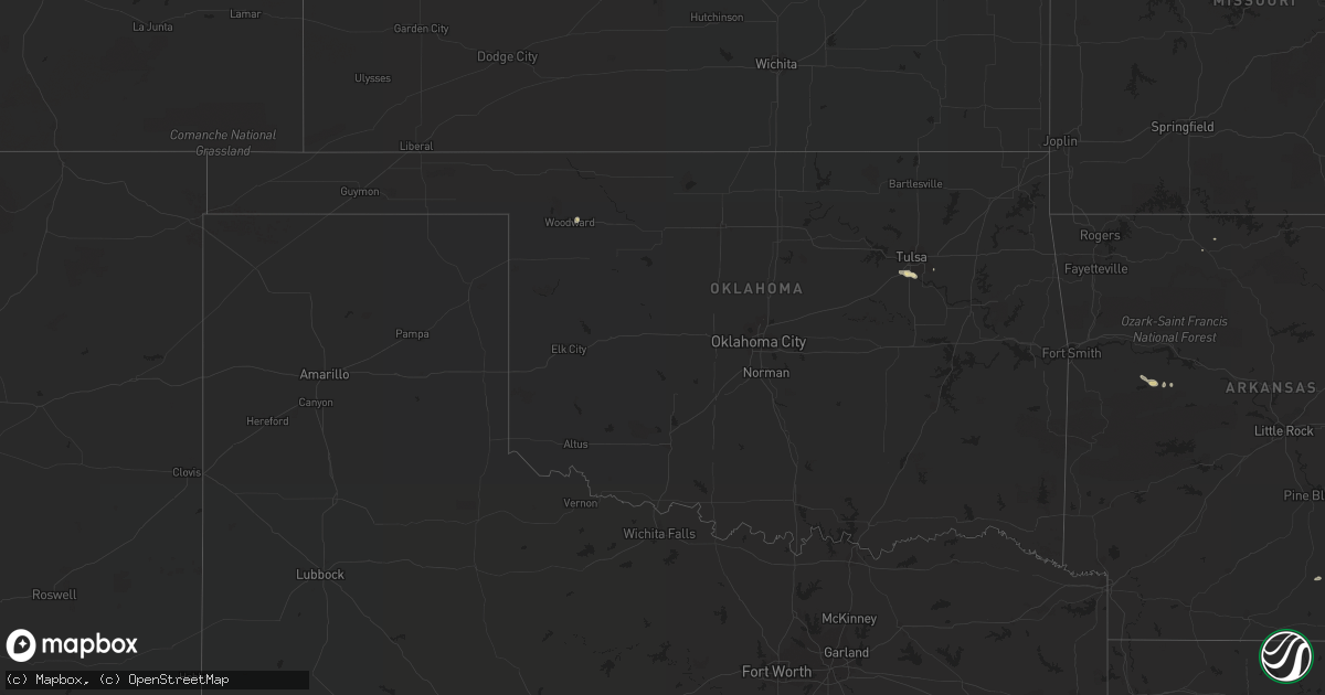 Hail map in Oklahoma on August 29, 2016