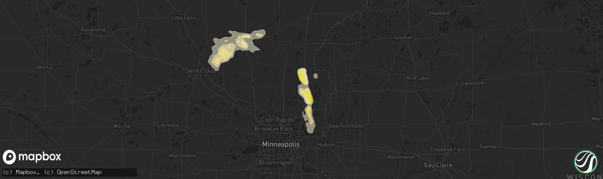 Hail map in Stacy, MN on August 29, 2016