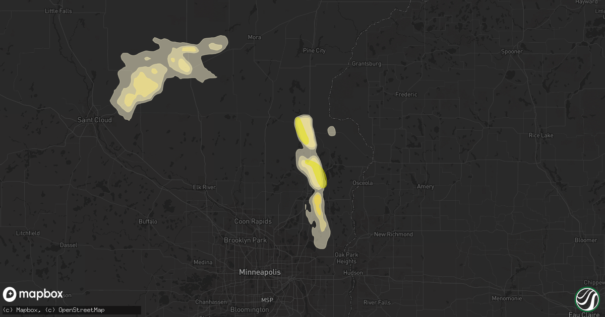 Hail map in Stacy, MN on August 29, 2016