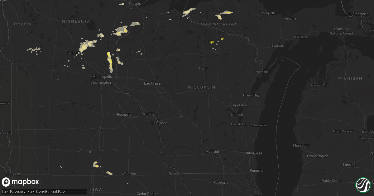 Hail map in Wisconsin on August 29, 2016