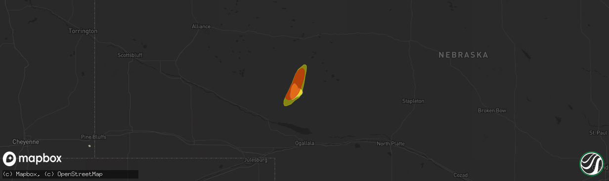 Hail map in Arthur, NE on August 29, 2017