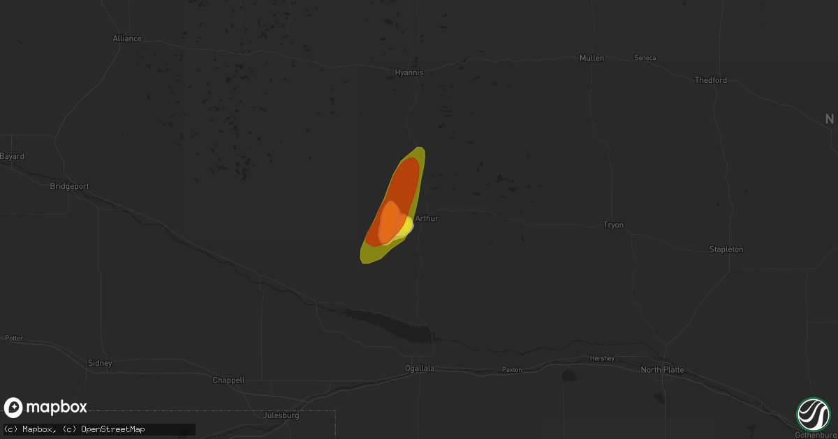 Hail map in Arthur, NE on August 29, 2017