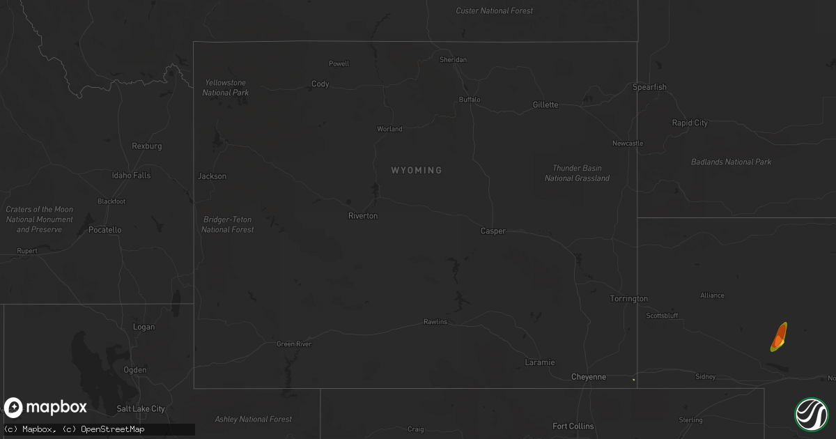 Hail map in Wyoming on August 29, 2017
