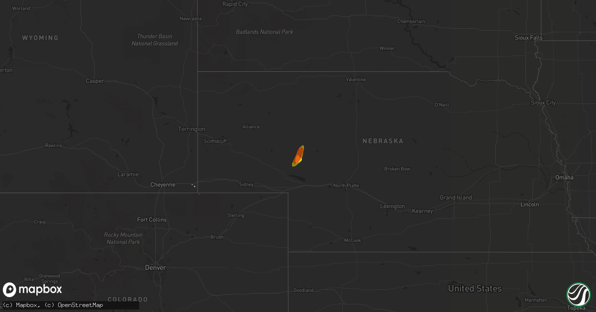 Hail map on August 29, 2017
