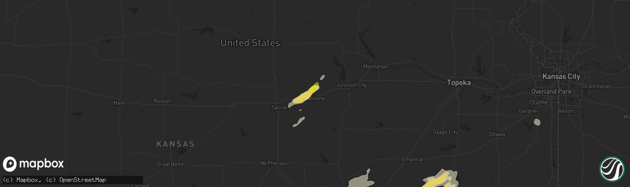 Hail map in Abilene, KS on August 29, 2018