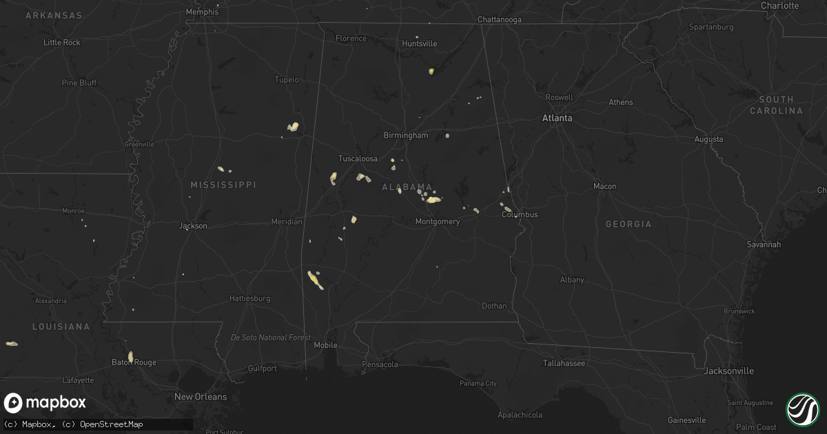 Hail map in Alabama on August 29, 2018