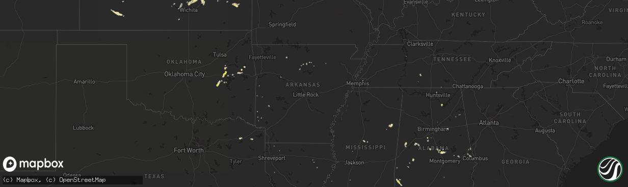 Hail map in Arkansas on August 29, 2018