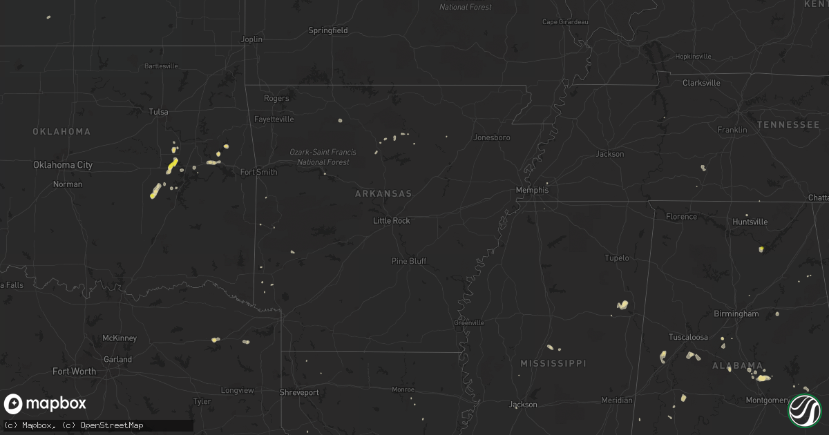 Hail map in Arkansas on August 29, 2018