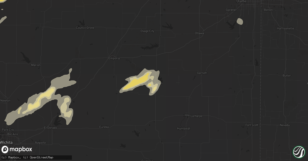 Hail map in Burlington, KS on August 29, 2018
