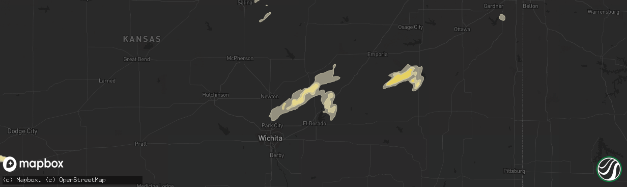 Hail map in Burns, KS on August 29, 2018