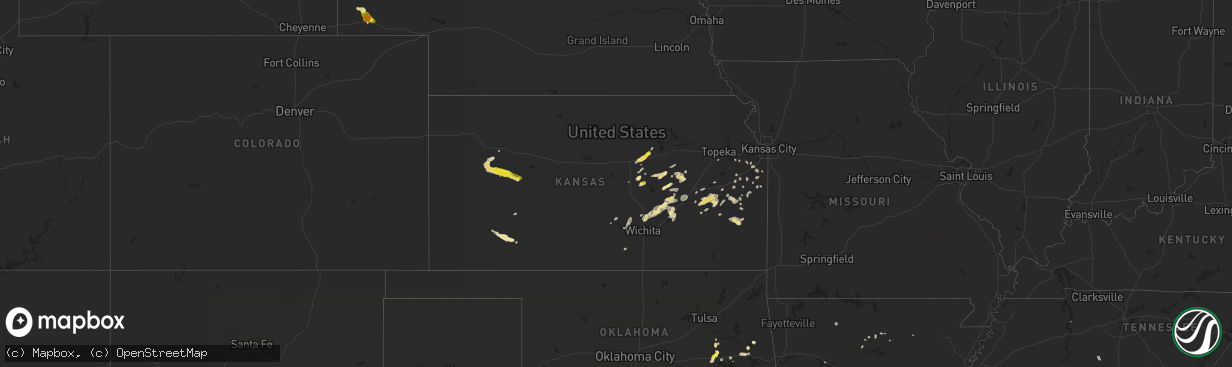 Hail map in Kansas on August 29, 2018