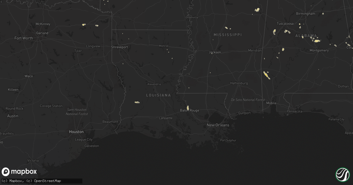 Hail map in Louisiana on August 29, 2018