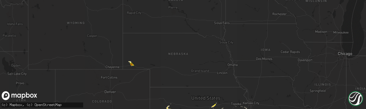 Hail map in Nebraska on August 29, 2018